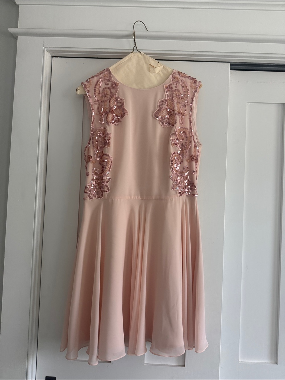 Ted Baker London Pale Pink Sequin Appliqué Mini Dress